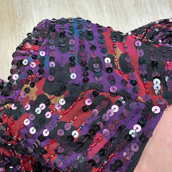 French Connection Inari Embellished Sequin Long Sleeve Deep V-Neck Mini Dress 10 - Picture 15 of 16